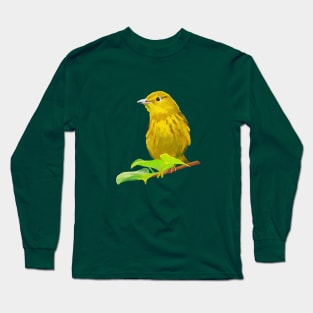 Yellow Warbler bird painting (no background) Long Sleeve T-Shirt